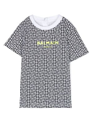 Balmain Kids monogram-print cotton T-shirt - Black
