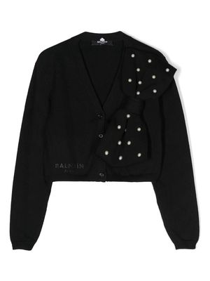 Balmain Kids oversize-bow cardigan - Black