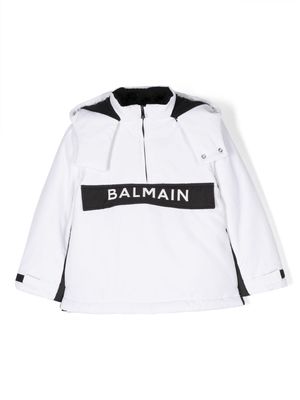 Balmain Kids padded logo-print ski jacket - White