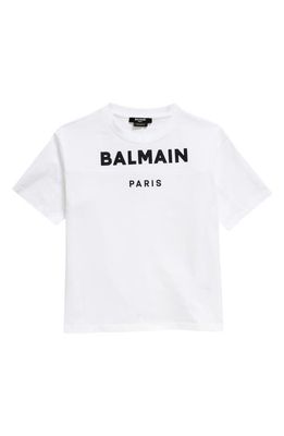 Balmain Kids' Panelled Logo Cotton T-Shirt in White