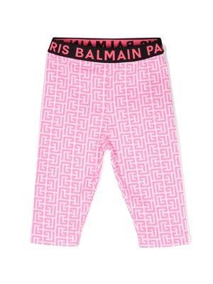 Balmain Kids PB monogram-print leggings - Pink