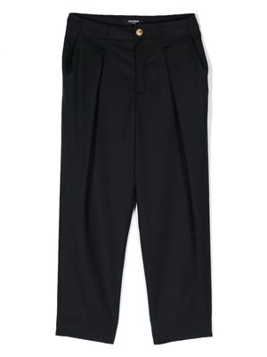 Balmain Kids pleat-detailing wool chino trousers - Blue