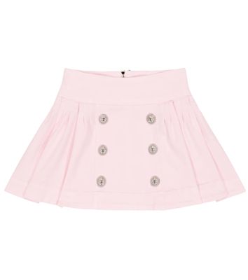 Balmain Kids Pleated cotton-blend button skirt