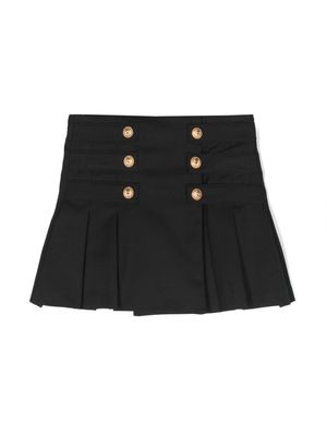 Balmain Kids pleated virgin wool wrap skirt - Black