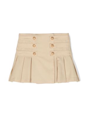 Balmain Kids pleated virgin wool wrap skirt - Neutrals