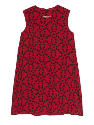 Balmain Kids polka dot crepe dress - Red