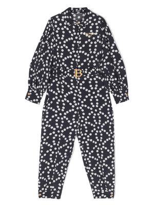 Balmain Kids polka-dot crepe jumpsuit - Blue