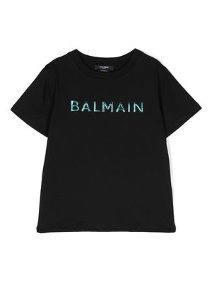 Balmain Kids raised-logo cotton T-shirt - Black