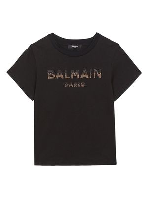 Balmain Kids rhinestone-embellished logo T-shirt - Black