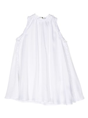 Balmain Kids ruffle-trim logo dress - White