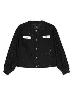 Balmain Kids sequin-embellished tweed jacket - Black