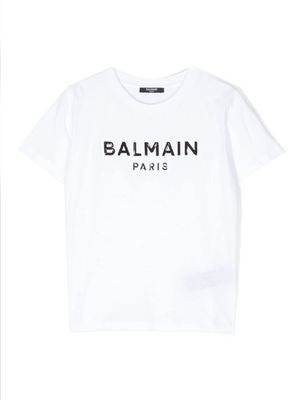 Balmain Kids sequin-logo T-shirt - White