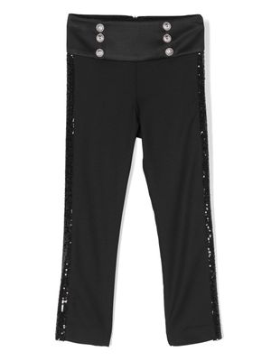 Balmain Kids sequin-stripe skinny trousers - Black