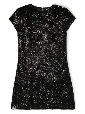 Balmain Kids sequined short-sleeve dress - Black