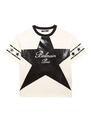 Balmain Kids Signature Stars-print cotton T-Shirt - White