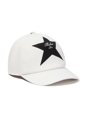 Balmain Kids star-print cotton baseball cap - White