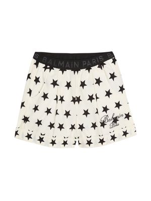 Balmain Kids star-print cotton shorts - White