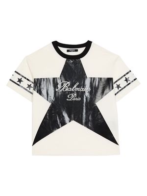 Balmain Kids star-print cotton T-shirt - White