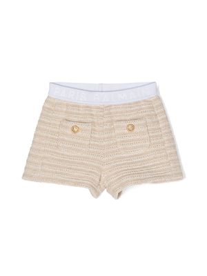 Balmain Kids striped knitted shorts - Gold