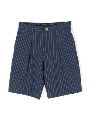 Balmain Kids striped pleated tailored shorts - Blue