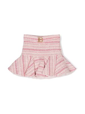 Balmain Kids striped tweed skirt - Pink