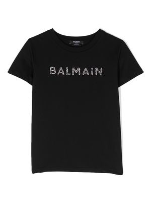 Balmain Kids Stud-embellished logo cotton T-shirt - Black