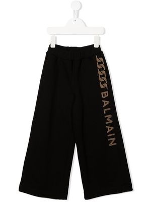 Balmain Kids stud-embellished logo-detail trousers - Black