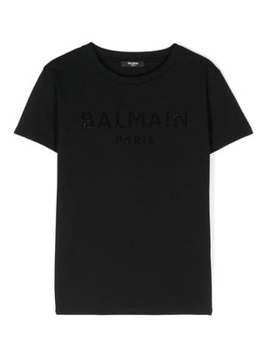 Balmain Kids studded-logo cotton T-shirt - Black