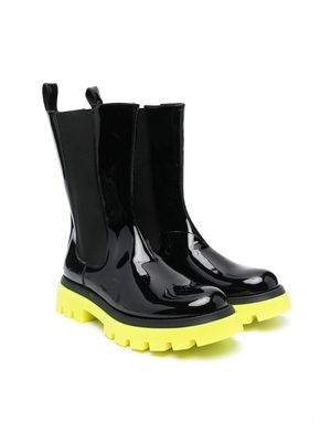 Balmain Kids TEEN colourblock patent pull-on boots - Black