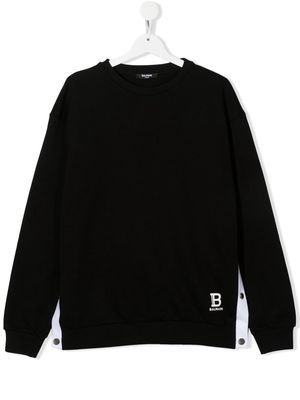 Balmain Kids TEEN contrast-trimmed crew-neck sweatshirt - Black