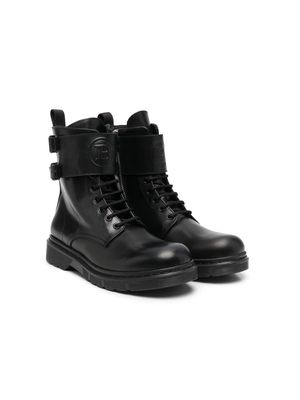 Balmain Kids TEEN embossed-logo ankle boots - Black
