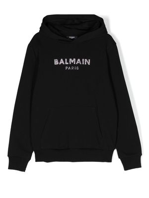 Balmain Kids TEEN logo-embellished hoodie - Black