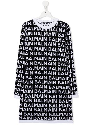 Balmain Kids TEEN logo print dress - Black