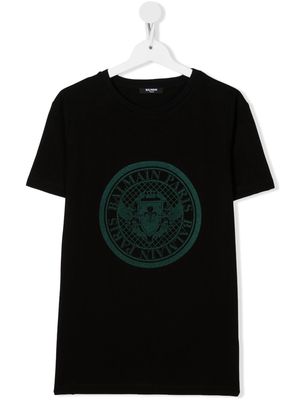 Balmain Kids TEEN logo-print short-sleeve T-shirt - Black