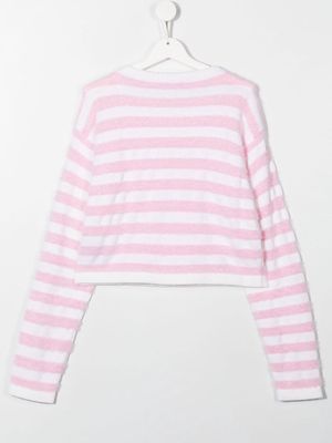 Balmain Kids TEEN striped long-sleeved jumper - Pink