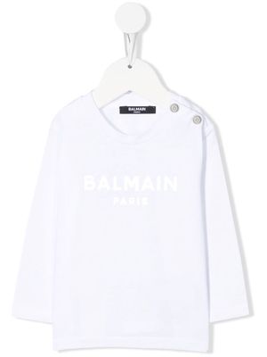 Balmain Kids tonal-logo long-sleeve T-shirt - White