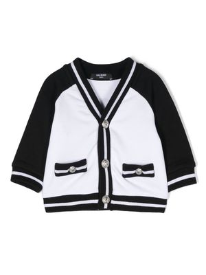 Balmain Kids two-tone logo-engraved button jacket - White