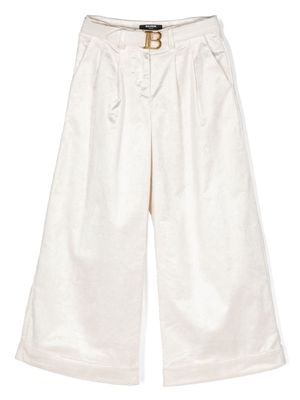 Balmain Kids wide-leg corduroy trousers - White