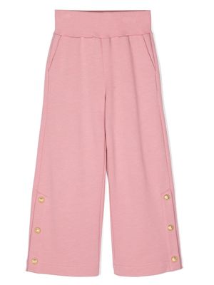 Balmain Kids wide-leg cotton trousers - Pink