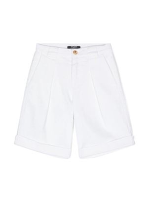 Balmain Kids wide-leg denim shorts - White