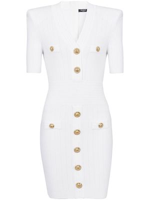 Balmain knitted button-embellished minidress - White