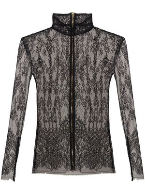 Balmain lace-embroidered sheer top - Black