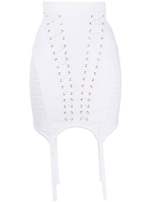 Balmain lace-up detailed knit skirt - White