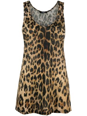Balmain leopard-print linen tank top - Brown