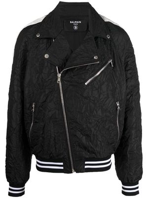 Balmain lightweight crinkle-effect bomber jacket - Black
