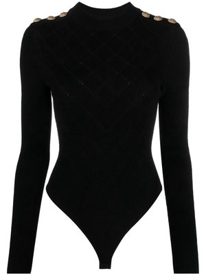 Balmain Lion-buttons open-back bodysuit - Black