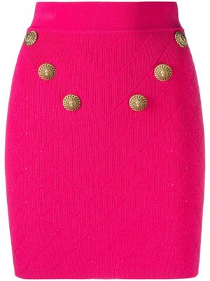 Balmain Lion-buttons ribbed mini skirt - Pink