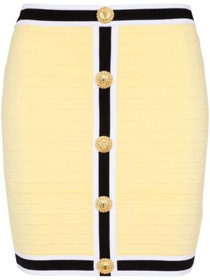 Balmain Lion Head-buttons knitted miniskirt - Yellow