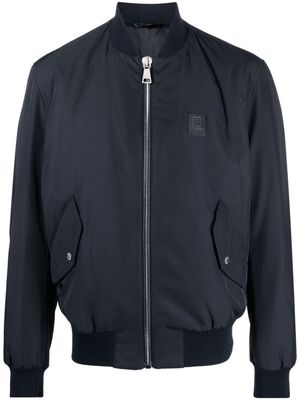 Balmain logo-applique zipped bomber jacket - Blue