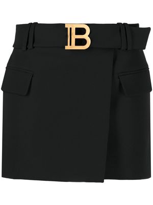 Balmain logo-buckle mini skirt - Black